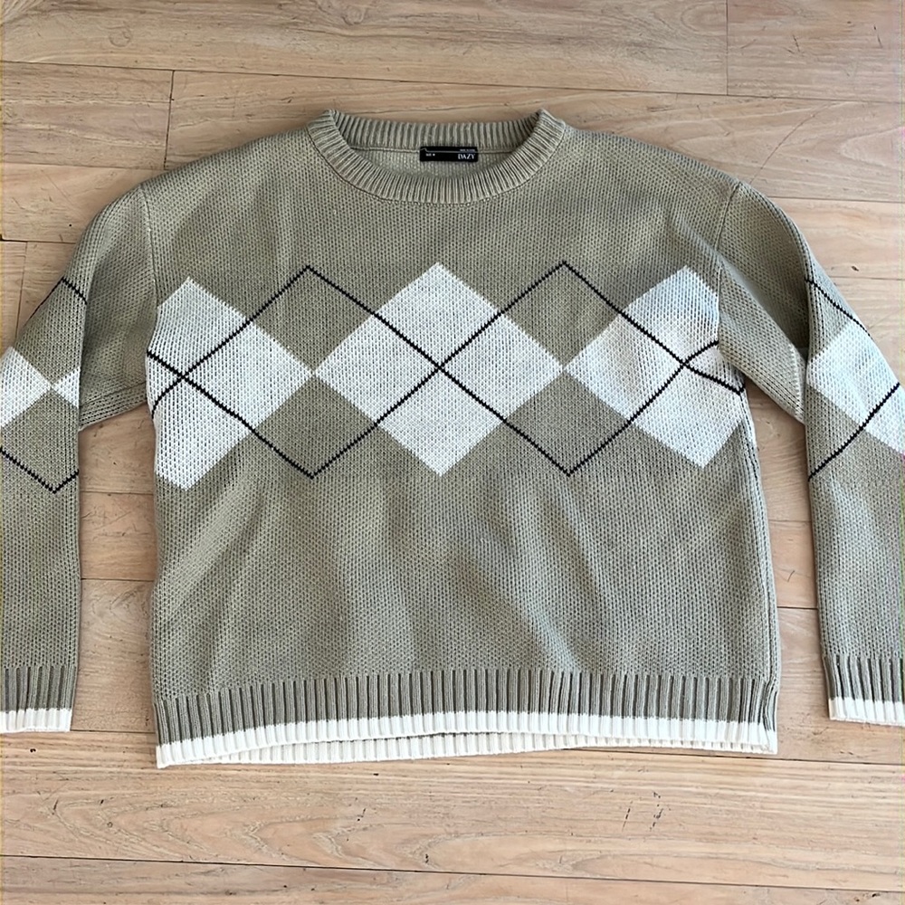 pastel green sweater